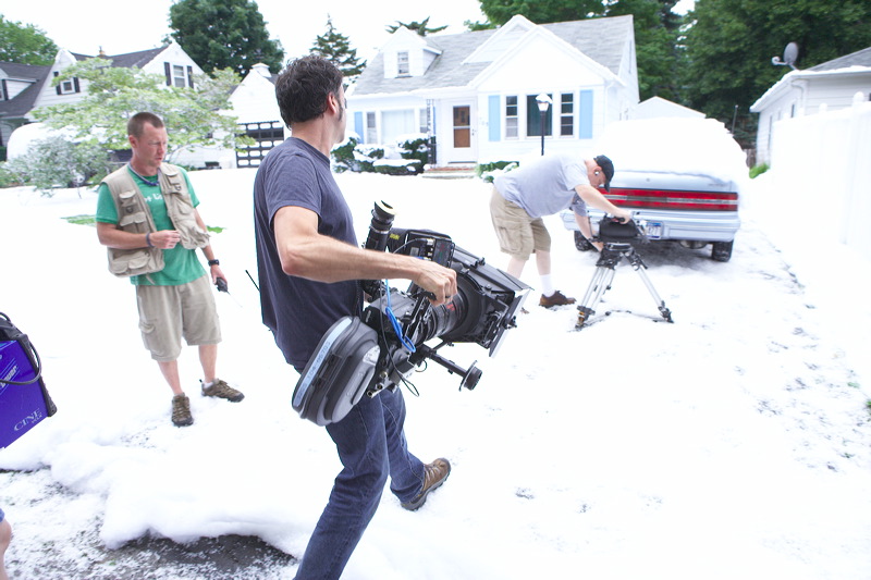 snow blankets in hollywood set