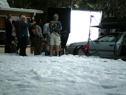 fake snow  car scene with fake snow