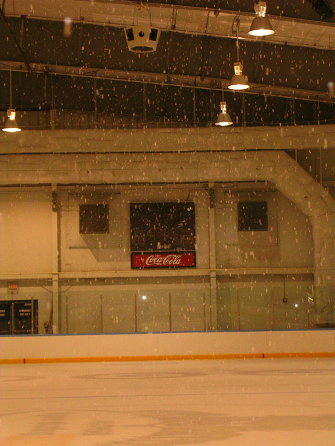 snow over ice skating rinke