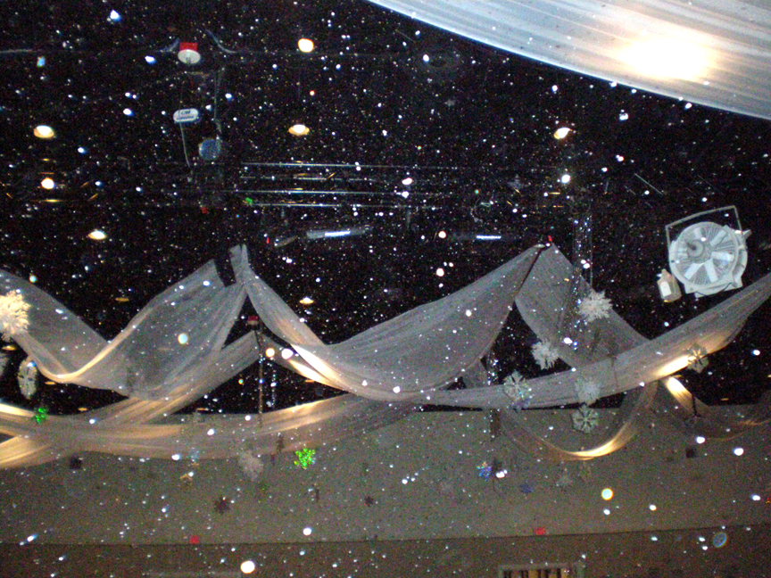 fake snow machines in ballroom