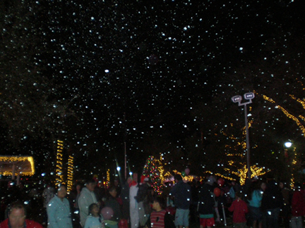 snow machines in a city park