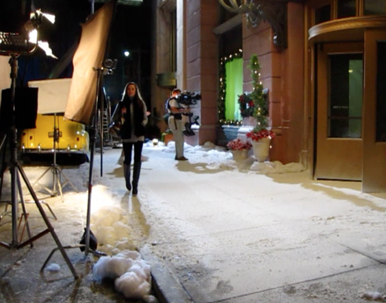 snow  on a TV shoot