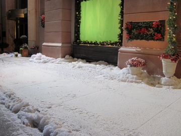 snow balnkets and snowcell decor snow on street scene for a TV shoot