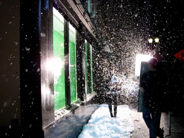 model walking  on snow  blankets