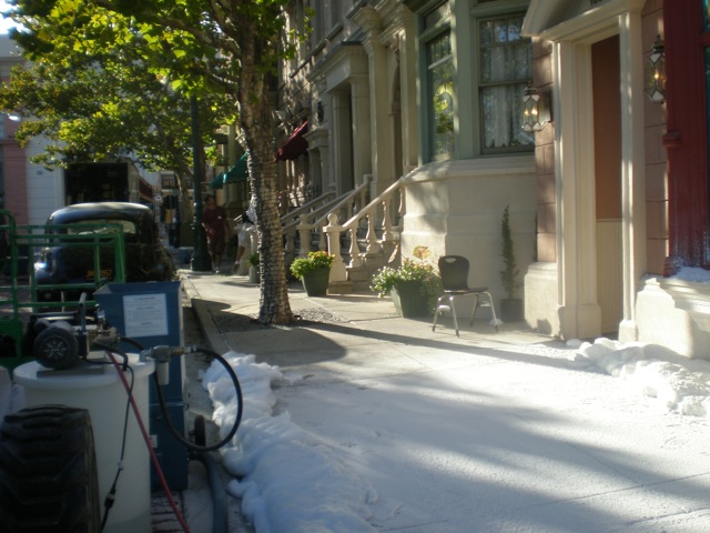 the snowcel gear  and a street just sprayed