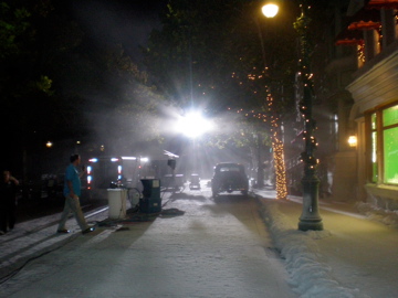 snow shoot with street covered in snow