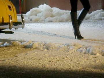 fake snow used for TV shoot fashion model