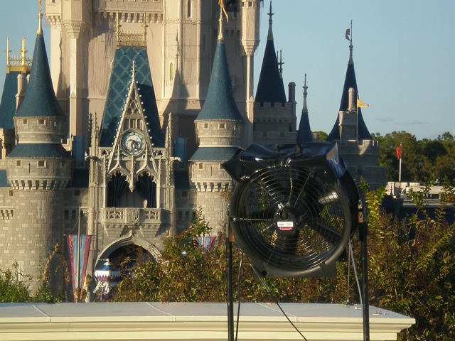 fake snow machines at Mickey's Very Merry Christmas Party 