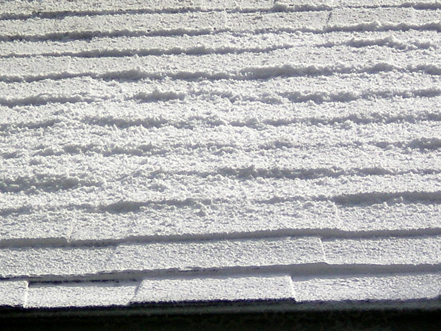 fake snow snowcel sprayed on a roof
