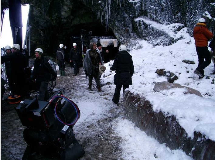 movie set with fake snow