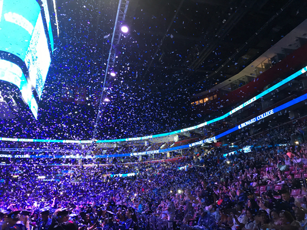 confettcannon blowers in an arena