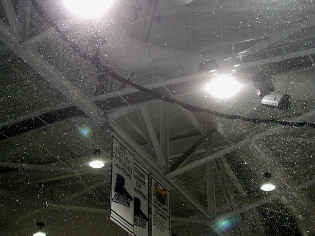 snowing a arena with fake snow machines