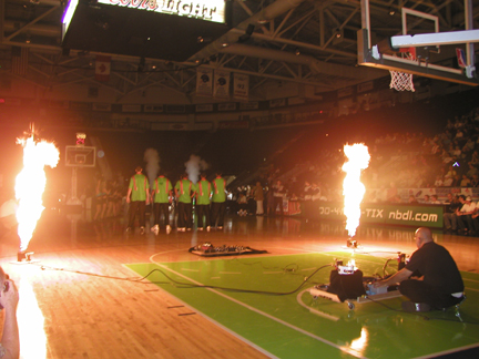 firefly Propane Flame cannons at a NBA game