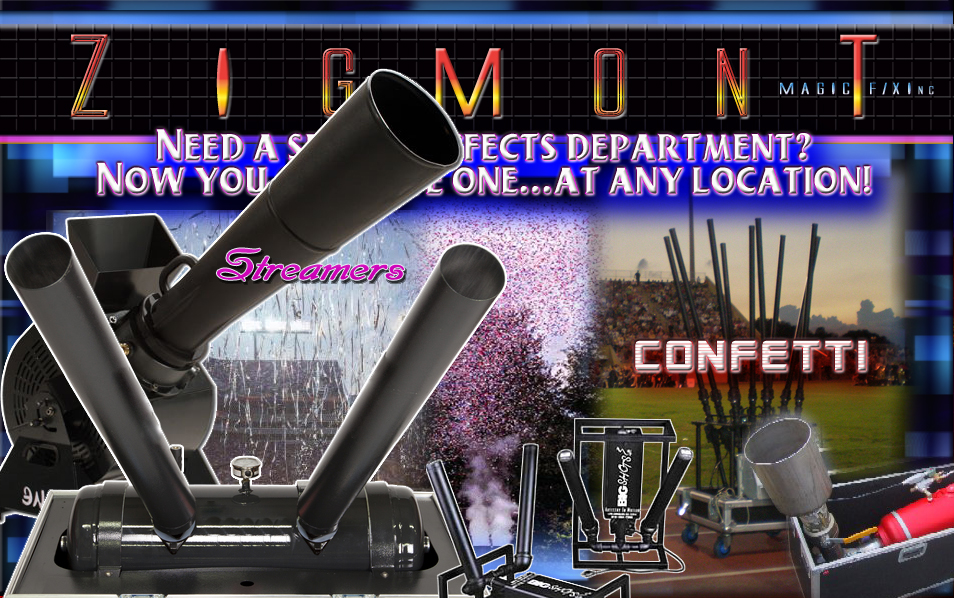 Confetti cannons, confetti streamer effects services. Special effects confetti rentals.
