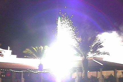 pyrotechnics on roof top mall gerbs