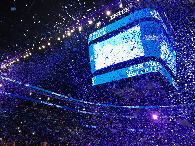 Fill an arena with confetti with confetti blowers effects 